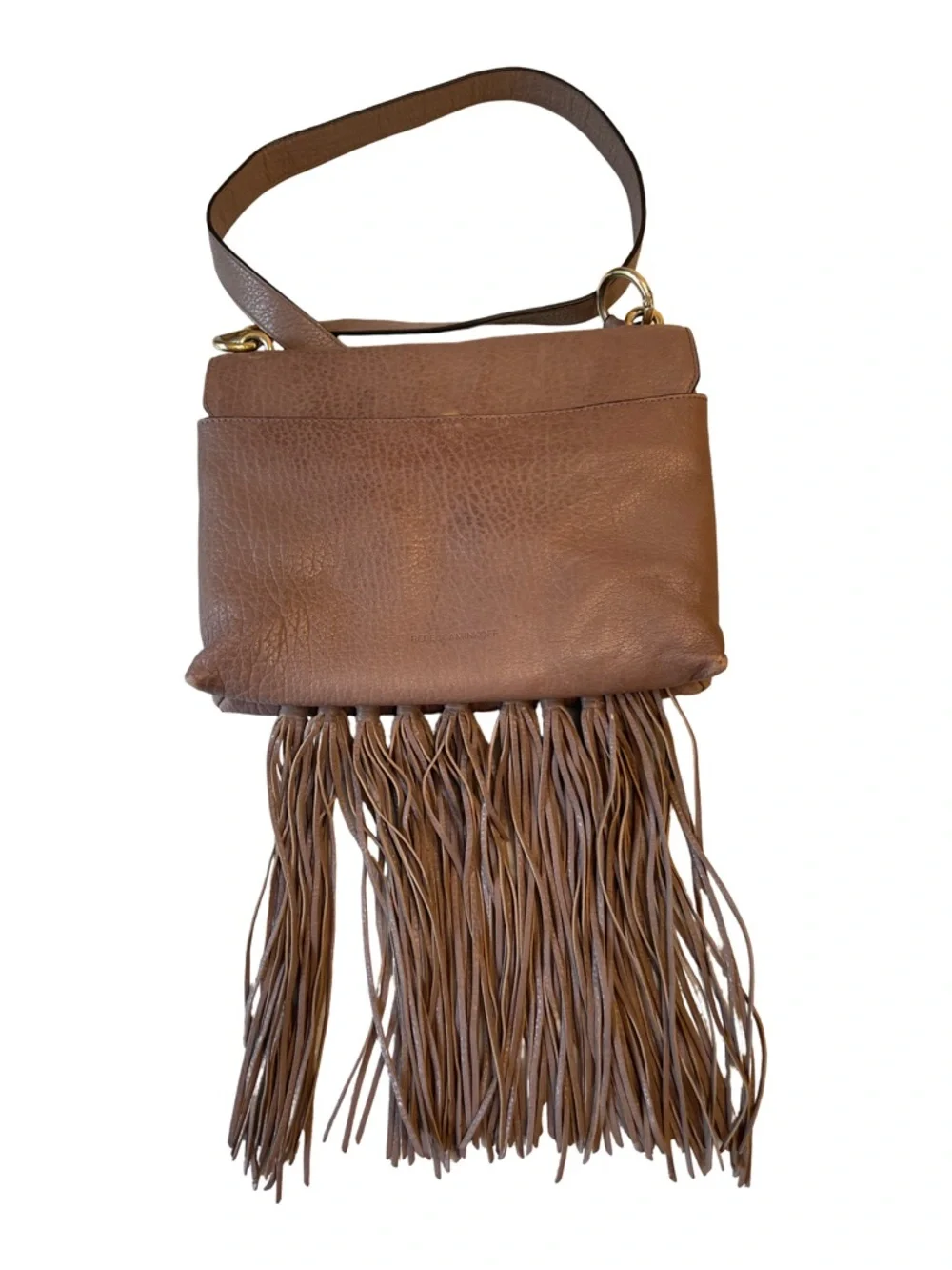 Rebecca Minkoff Taupe Leather Fringe Crossbody Bag